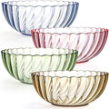 Fasmov 4 Pack Plastic Serving Bowls, Plastic Salad Mixing Bowls, 74oz Break Resistant Plastic Bowls for Salad, Fruit, Popcorn, Chip and Dip, Multicolor