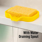 Zulay Kitchen Small Silicone Sponge Holder (4.9x3.3”) – Space-Saving Sink Organizer Tray for Sponge, Soap, Brush & More – Compact Non-Slip Dish for Kitchen & Bathroom (Yellow)