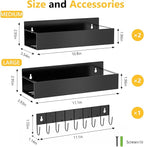 Magnetic Spice Rack for Refrigerator Seasoning Organizer for Spice Fridge Shelf storage Magnetic Shelf with Hook for Oven(6pack) (4Rack1hook-black)