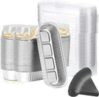 Mini Loaf Baking Pans with Lids And Spoons (100 Pack, 6.8oz) Rectangle Aluminum Foil Baking Pans Tins Containers - Cupcake Containers Wrappers Cheesecake Creme Brulee Ramekins