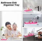 MicoYang Silicone Bathroom Soap Dishes with Drain Spout-Bathroom and Kitchen Sink Organizer,Sponge Holder,Dish Soap Tray,Perfect for Dispenser,Scrubber,Bottle,Cup on Sink or Counter-Rose 12"×4"