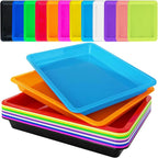 12 Pack Plastic Art Trays,Multicolor Serving Organizer Tray,Activity Crafts Trays for DIY Project,Painting,Jewelry,Home School Crafts(12 Colors)