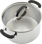 Farberware Brilliance Stainless Steel Cookware Pots and Pans Set with Kitchen Cooking Tools and Glass Lids, 10 Piece, Dishwasher Safe and Induction Ready, Stainless Steel