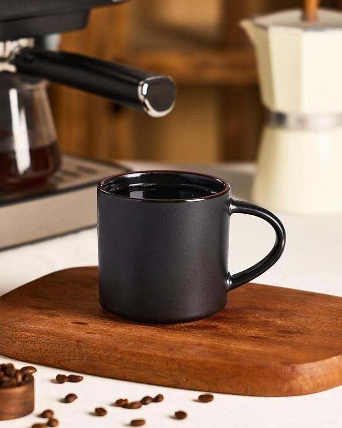 famiware Coffee Mugs Set of 4, Nebula 14oz Coffee Mugs, Ceramic Cup Set with Handle for Latte, Tea, Milk, Cappuccino, Cocoa, Matte Black