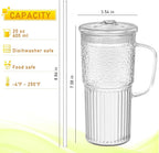 Glass Tumbler with Lids and Straws 2Pack 20oz Glass Cup with Handle-Wide Mouth Ice Coffee Cup Borosilicate Drinking Glasses for Smoothie Drinks