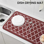 WISELIFE Dish Drying Mat Super Absorbent Drying Mat Large Dish Drying Mats for Kitchen Counter Easy Clean Dish Mat Kitchen Drying Mat18"x 32" Stylish Red