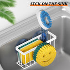 MURLONG Sponge Holder Smiley Face,Sink Caddy,Kitchen Organizer with 2 Suction Cups/1 Adhesive Strips,Designed for Sponge,Soap,Dish Brush,Scrubber - White