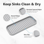 Silicone Sponge Holder 2 Pack, Dish Soap Holder for Kitchen Counter, Waterproof Sponge Soap Tray for Kitchen Sink Bathroom, Multipurpose Sink Caddy Organizer for Soap Dispenser Light Grey