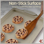 BAKKEN Kitchen Baking Pans - 15.15 x 10.03" Medium Nonstick Sheet, Durable Carbon Steel Cookie Sheet with White Silicone Handles, PFOA, PFOS, PTFE Free, Oven Safe Tray (Up To 450°F), Set of 1