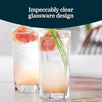 Libbey City Tumbler Glasses Set, 14.3 Oz Clear, Tall Drinking Glasses Set of 8, Thick, Square Glass Cups Set for Casual Dining and Daily Use