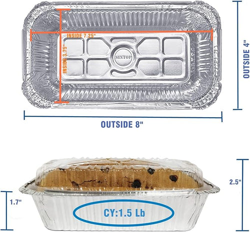 Aluminum Foil Bread Pans Disposable | 1.5lb Loaf Pans with Lids | 50 Pack | Dessert Boxes - Perfect for Baking, Storing, Takeout