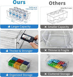 Pantry Organizers and Storage, 8 Pack Snack Organizer for Pantry Shelf,Food Storage Bins with Divider,Clear Containers for Organizing,Transparent Plastic Basket,Refrigerator and Fridge Bins