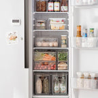 MineSign 4Pack Stackable Fridge Drawers Pull-out Storage Bins with Handle Clear Food Container for Refrigerator Plastic Dresser Organizer Fruit&Veggie Keeper for Freezer Cabinet Kitchen Organization