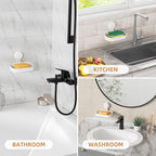 LEVERLOC Soap Holder Suction Cup for Shower, 2 Pack Bar Soap Dish Holder for Shower Wall Mounted NO-Drilling, Plastic Self Draining Removable Vacuum Suction for Bathroom Bathtub Sink