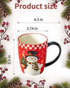 HASENSE Coffee Mugs Set of 4, 16 Oz Festive Holiday Cups for Cocoa & Latte with Big Handle, Large Modern Ceramic Coffee Mugs Microwave & Dishwasher Safe, Ideal Christmas Gift
