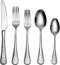 Premium 20 Piece Hammered Silverware Set with Smooth Edge, 18/10 Stainless Steel, Service for 4, Fine Flatware Set, Dishwaser Safe(20)