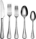 Premium 20 Piece Hammered Silverware Set with Smooth Edge, 18/10 Stainless Steel, Service for 4, Fine Flatware Set, Dishwaser Safe(20)