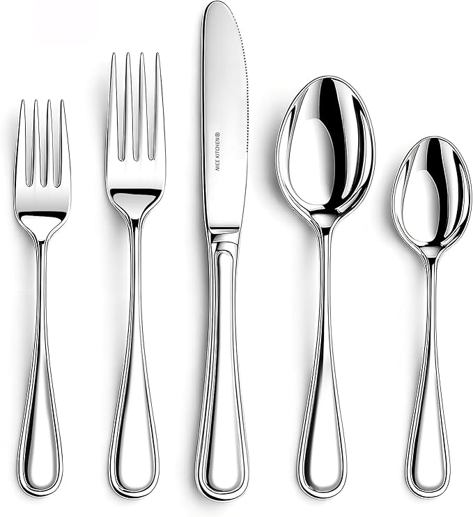 Silverware set for 6,30 Pieces Premium Stainless Steel Silverware set,Mirror Polished Cutlery Set,Flatware Set for 6,Dishwasher Safe,Luster Series