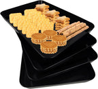 greenandlife 4 pcs 16" x 11" Large Serving Trays for Party Supplies, Plastic Platters for Serving Food, Unbreakable Reusable Trays for Snack, Fruit, Cookies, Desserts in Kitchen, BPA Free, Black