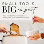 Styled Settings 23-Piece Beige and Gold Utensils Set – Silicone Nonstick Cooking Tools with Garlic Press, Can Opener, Measuring Cups, Utensil Holder – Luxury Kitchen Accessories for Modern Homes