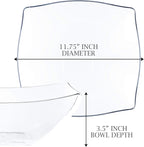 PLASTICPRO Disposable 128 ounce Square Serving Bowls, Party Snack or Salad Bowl, Extra Large Plastic Crystal Clear Pack of 4