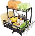 Simple Trending Dish Drying Rack, 2-Tier Dish Rack for Kitchen, Stainless Steel Dish Drainer, Black