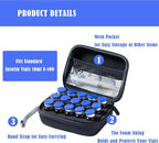 Insulin Fridge Holder Storage Case Insulin Vial Protector Holder Insulin Cooler Travel Case Organizer Fits Standard 10ml U-100 Vials,15-Slot,Black (15 Slots)