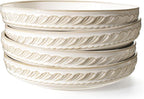 Artena Pasta Bowls, 50oz Large Salad Serving Bowls, 9.75'' Plates Bowls Set of 4, Big White Ceramic Soup Bowls for Kitchen, Embossment Shallow Dinner Bowl, Microwave Dishwasher Safe, Willow Leaf