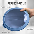 Zulay Kitchen 12 Piece Plastic Mixing Bowls with Lids Set - Leak-Proof Microwave & Freezer Safe Stackable Mixing Bowl Set for Preparing, Serving and Storing - Non-Slip Large Nesting Bowls (Blue Ombre)