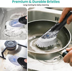 2 Pack Soap Dispensing Dish Brush, Dish Scrub Brush with Soap Dispenser, Dish Soap Brush for Dishes, Pans, Sink, Pots