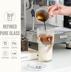 SoulTimes 20oz Ribbed & Floral Glass Tumbler Set of 2 – Reusable Glass Cups with Lid and Glass Straw, Iced Coffee Cups for Water, Smoothie, Milk, Cocktail & More – Perfect for Daily Use & Travel