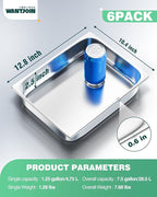 WantJoin Steam Table Hotel Pans 1/2 Half Size 2.5 Inch Deep 6 Pack, Stainless Steel Metal Tray Sets Food Storage Container for Restaurant Chafing Dishes Commercial Buffet Catering Supplies