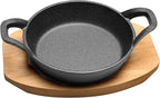 HOME DISTRICT Mini Cast Iron Skillet Set of 4 Mini Ramekins, Oven Safe, 6 Inch, 12 Oz Cast Iron Skillet Set with Wood Trivets