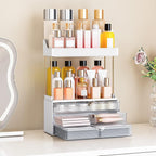 caktraie 2 Pack Bathroom Counter Organizer - 3 Drawers Makeup Organizer, Cosmetic Storage Drawer for Dresser Countertop and Bathroom Vanity for Large Skincare, Perfume, Clear