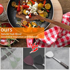 6Pcs Wooden Cooking Utensils Set with Hanging Hole Teak Utensils Set for Cooking Nonstick Wood Spoons Spatulas Comfortable Grip Colander Set for Kitchen
