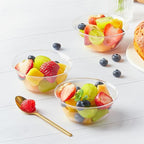 Qeirudu 10 oz Small Clear Plastic Bowls, 100 Pack Disposable Hard Plastic Party Serving Bowls for Salads, Ice Creams, Fruit, Desserts, Parfaits, Snacks