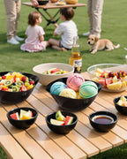 bUCLA 50Pack Black Plastic Serving Bowls - 16oz Disposable Serving Bowls for Dessert/Ice Cream/Salsa/Snack/Candy, Ideal for Party & Graduation