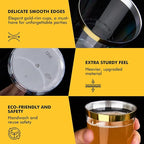 RACETOP 200 Pack 12oz Gold Rimmed Plastic Cups, Heavy Duty Disposable Glasses, Elegant Disposable Hard Cups for Party, Thanksgiving, Wine Taesting, Birthday and Christmas.