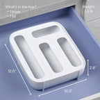 YouCopia StoraBag Drawer Food Bags Dispenser, 4-Slot, Plastic Sandwich Bag Organizer for Kitchen Storage, White