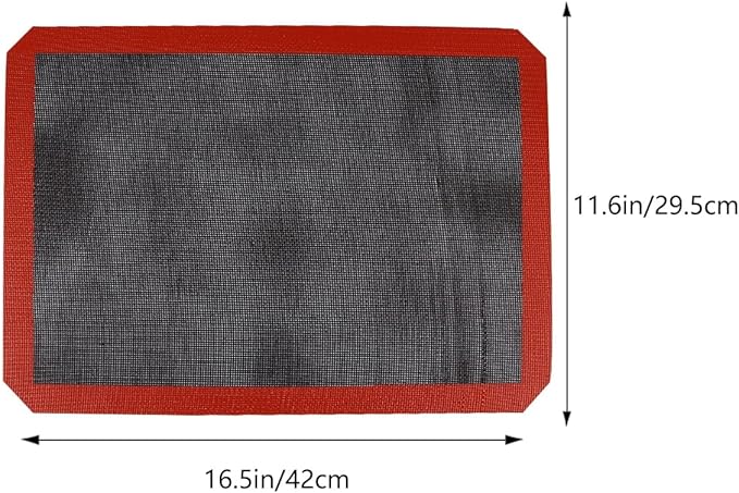 Silicone Baking Mat with Microperforated,Non Slip Reusable Eclair perforated Baking Sheets,Oven Liner for Oven, Cookie Tray, Pizza Mat, Heat Resistant,16.5 * 11.6 inch (2, Red)