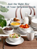 DOWAN Soup Bowls Set of 6, 26 OZ Cereal Bowls for Kitchen, 6" Ceramic Embossment Bowl for Salad, Pho, Fruits, Rice, Large Bowls Decor & Housewarming Gift, Dishwasher & Microwave Safe