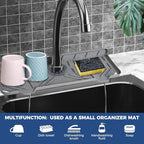 BFONS Silicone Faucet Handle Drip Catcher Drying Tray Mat Dish Soap Sponge Holder Accessories Gadgets for Kitchen Counter Bathroom Kitchen Sink Splash Guard -Grey