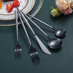 Stainless Steel Flatware Set, Titanium Plated, 20-Piece Matte Black Service Set for 4