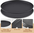 FillTouch 2 Pcs Restaurant Serving Trays PP Plastic Non Slip Rubber Lined Large Oval Tray for Kitchen Dining Room Cafeterias Fast Food Service (24 x 29 Inch,Black)