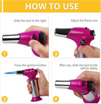 TBTEEK Butane Torch T901, Kitchen Torch Cooking Torch with Safety Lock & Adjustable Flame for Cooking, BBQ, Baking, Brulee, Creme, DIY Soldering(Butane Not Included), Rose
