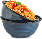 MEKY Serving Bowls, 84 Ounce Mixing Bowl Set of 2, 9 Inch Large Ceramic Salad Bowls for Kitchen, Perfect for Cooking Baking Soup Pasta Fruit and Popcorn, Microwave and Dishwasher Safe, Blue
