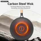 WANGYUANJI 11.8" High Purity Iron Wok Pan,Flat Bottom Stir Fry Pan for Electric,Induction & Gas Stoves,No Chemical Coating Carbon Steel Alternative,Traditional Hand-Hammered Skillet for Cooking
