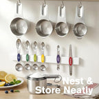 Measuring Cups and Spoons Set, 304 Stainless Steel Measuring Cups Set of 7,8 Magnetic Stainless Steel Measuring Spoons & 1 Leveler for for Measure Dry and Liquid Ingredients