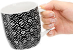 Okllen 6 Pack 11.5 Oz Coffee Mugs Geometric Textured, Ceramic Coffee Mugs Stylish Tea Cup Mugs Set Gift for Latte, Cappuccino, Milk, Water, Cocoa, Cereal, Black and White