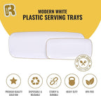 R-kay 4 Pack Plastic Serving Trays - White & Gold - 17 x 6.5 in - Heavy Duty Dessert Trays - Rectangular Party Platters
